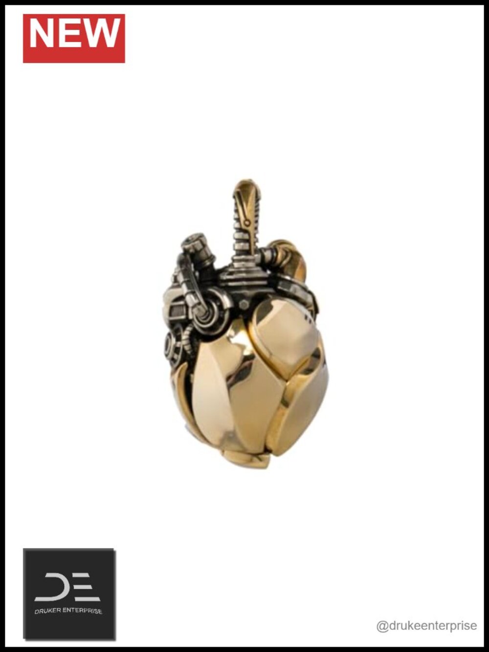COPPERTIST.WU Mechanical Heart Pendant Necklace Brass Steampunk Fidget